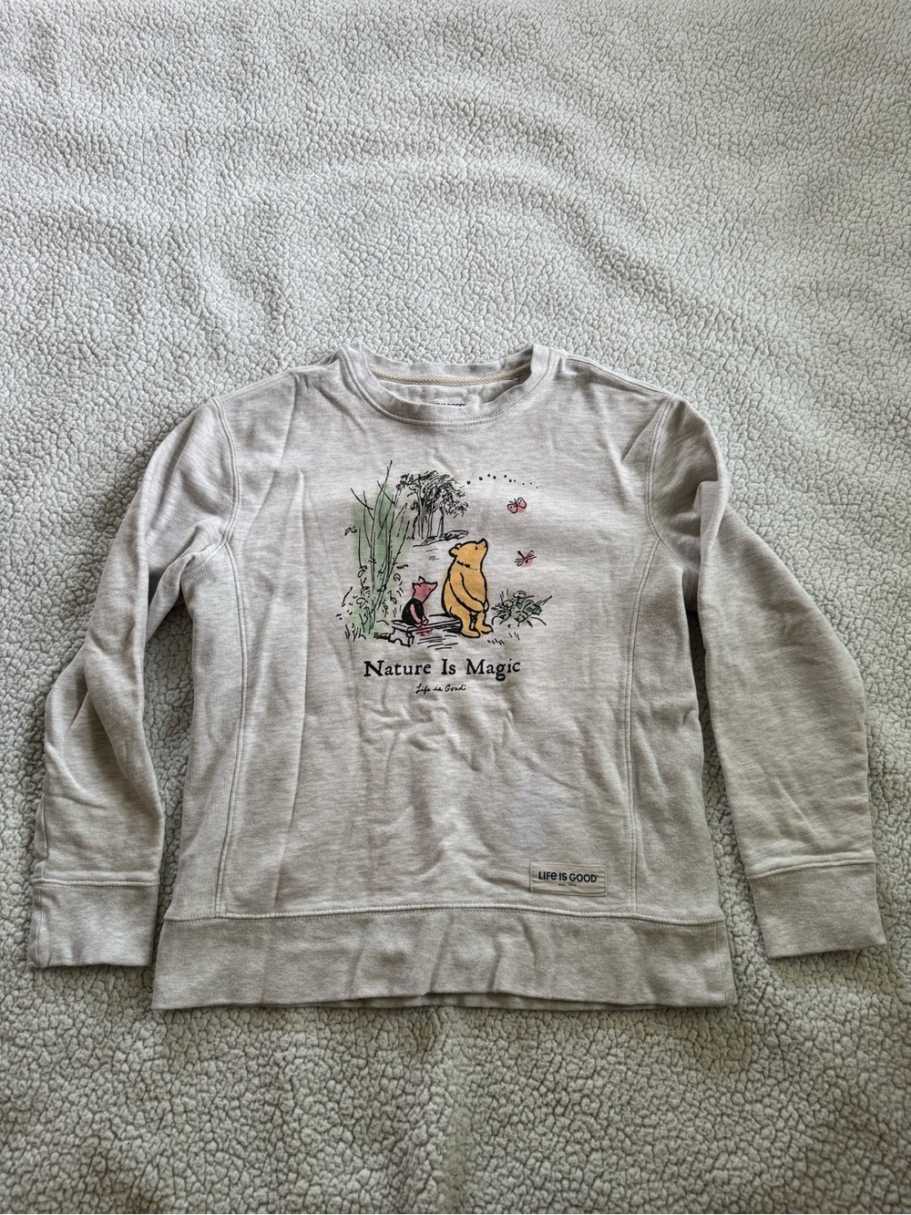 Life is Good Winnie the Pooh "Nature Is Magic" Grey Crewneck